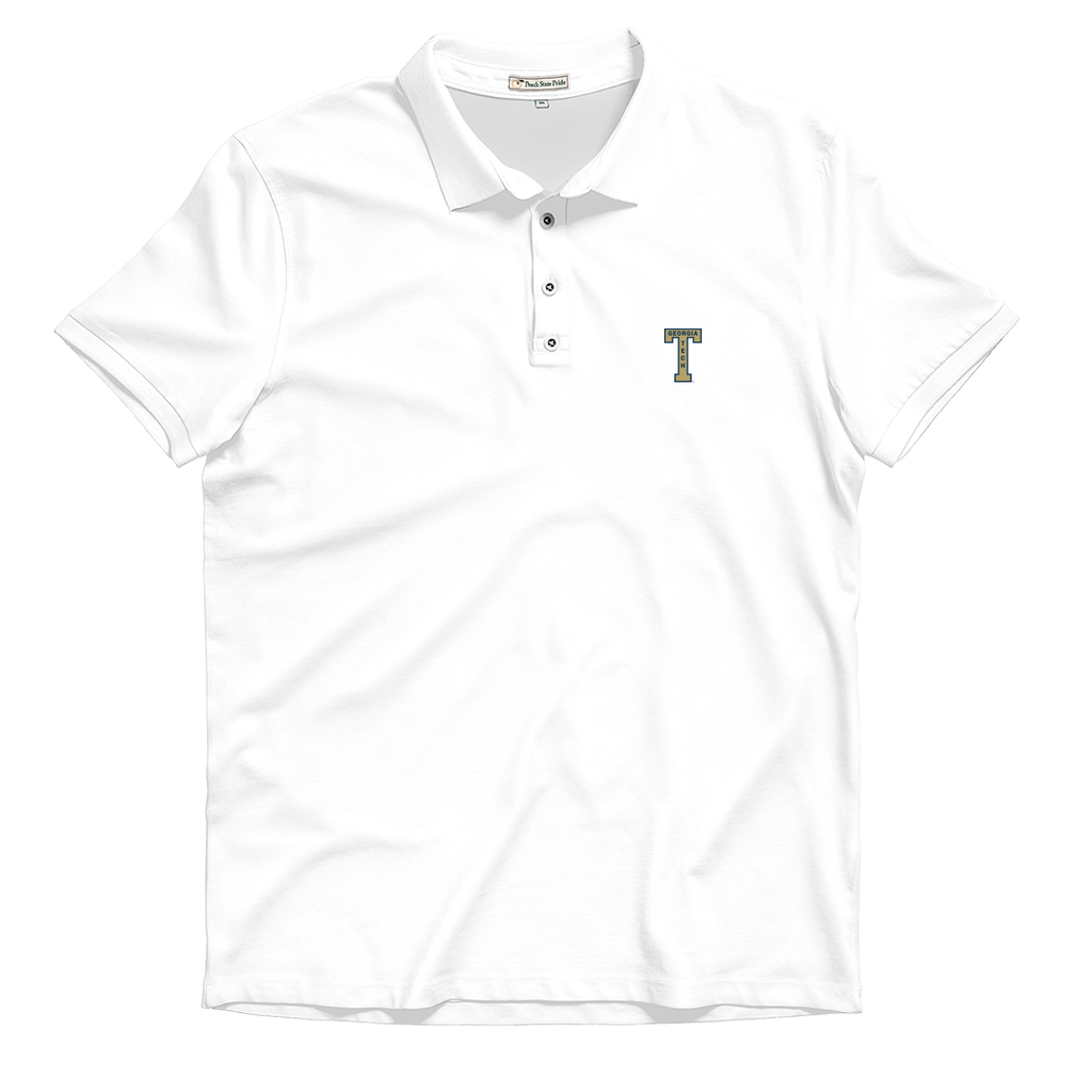 Georgia Tech White Cotton Lyocell Polo