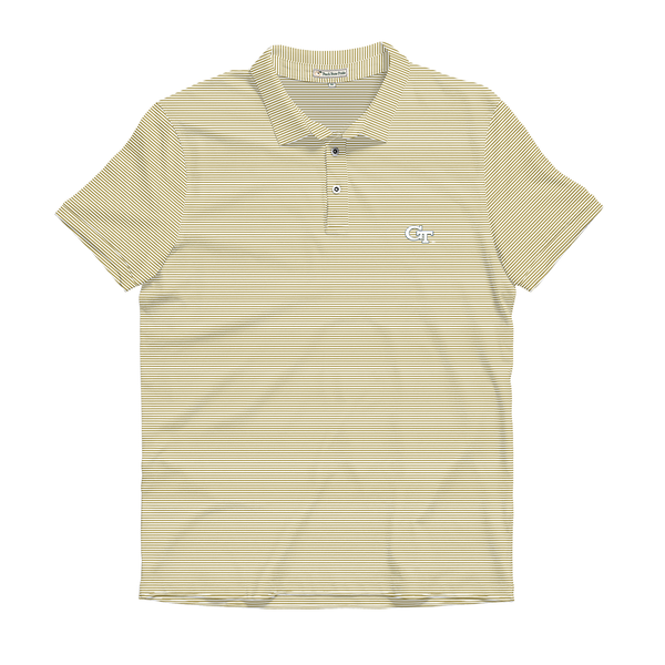 Georgia Tech Heathered Jasmine Old Gold & White Performance Polo