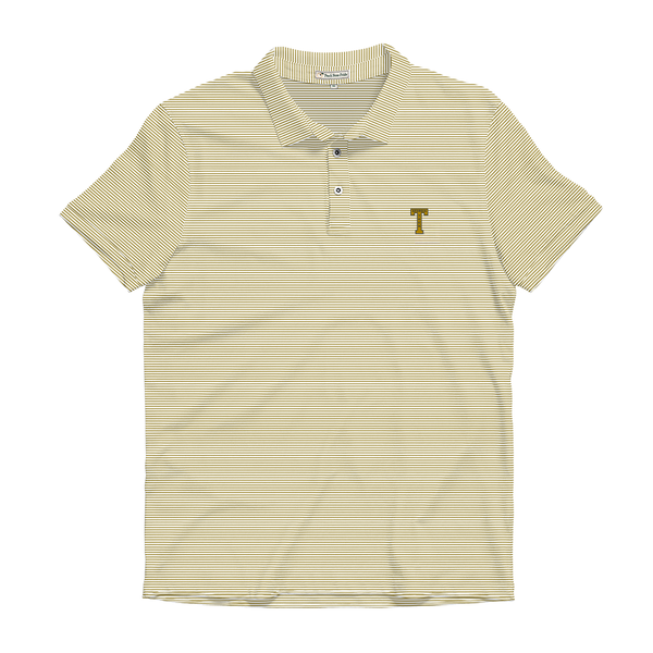 Georgia Tech Heathered Jasmine Old Gold & White Performance Polo