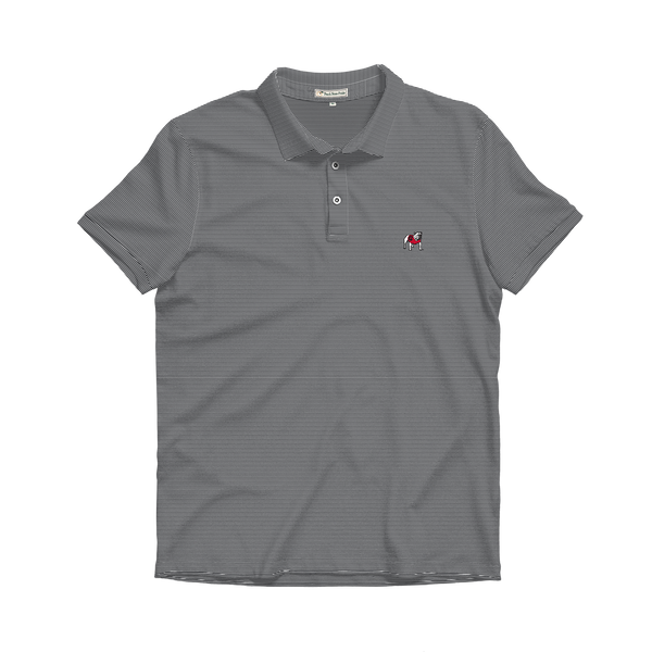 UGA Charcoal & White Heathered Knockout Performance Polo – Peach