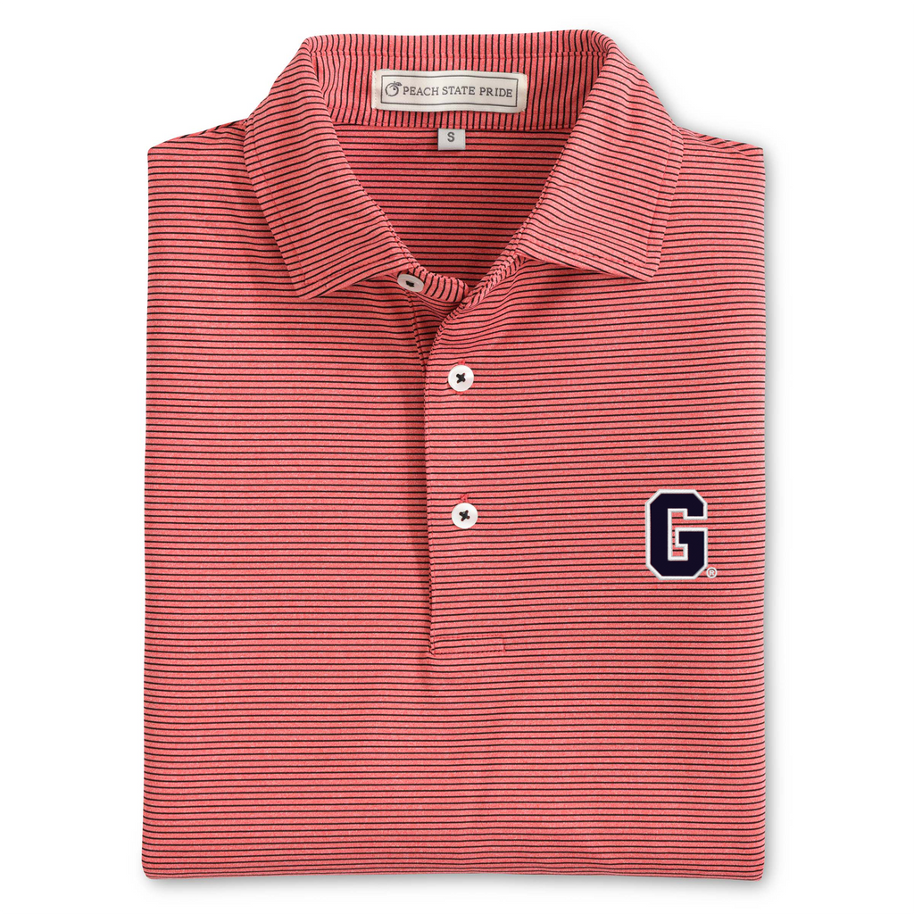 UGA Red & Black Heathered Knockout Performance Polo