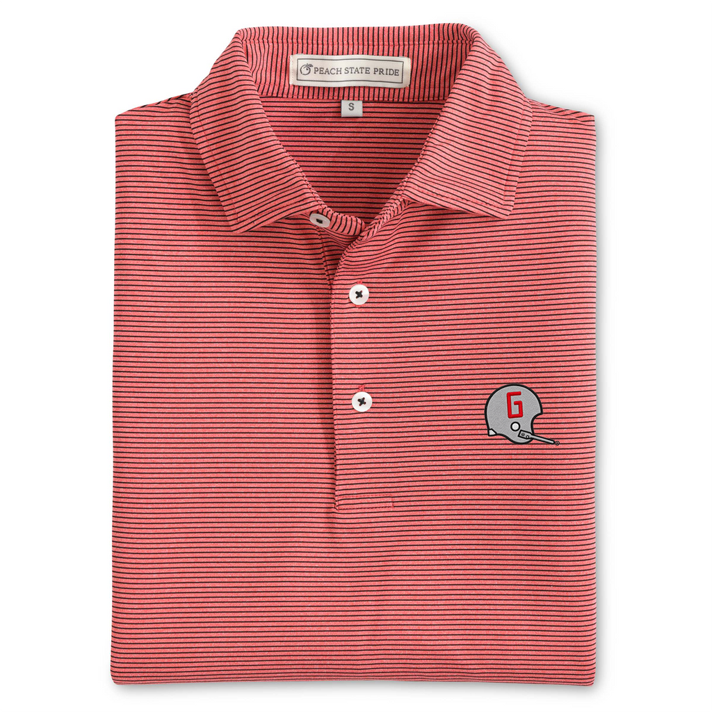 UGA Red & Black Heathered Knockout Performance Polo