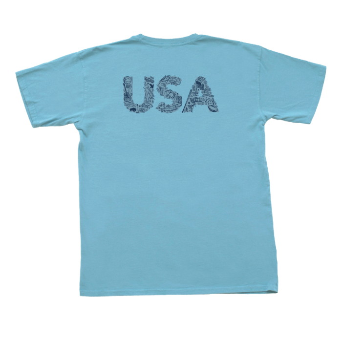 YOUTH - USA Initials Short Sleeve Pocket Tee