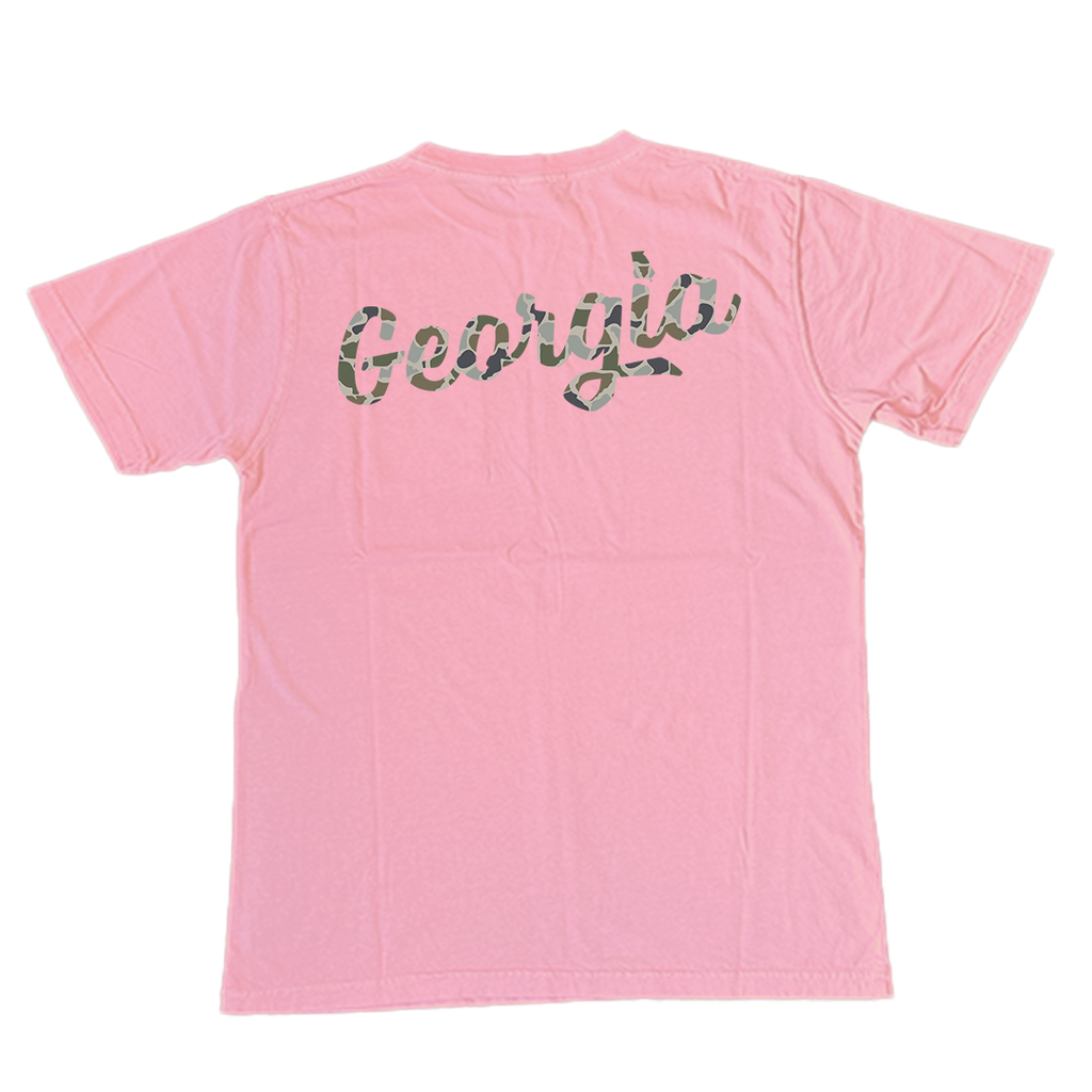 Fishing Camo Script Short Sleeve Pocket Tee