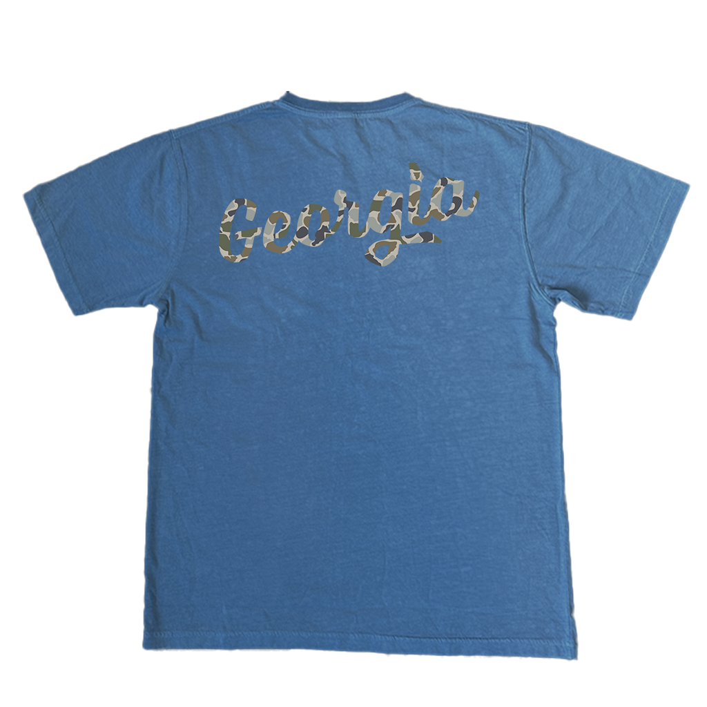 Fishing Camo Script Short Sleeve Pocket Tee