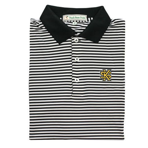 UWG Red & White Classic Stripe Performance Polo - Knit Collar
