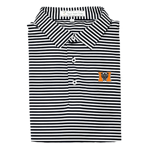 UGA Super G Black & White Classic Stripe Polo - Knit Collar