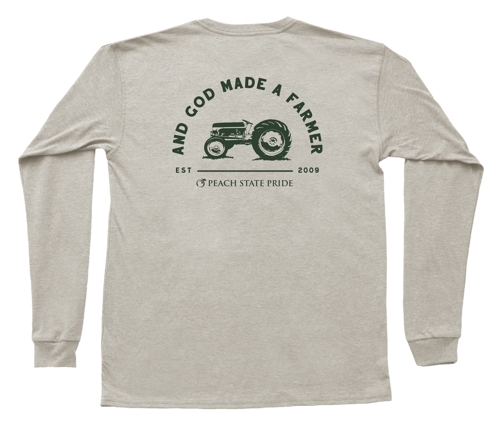 And God Made A Farmer Long Sleeve Pocket Tee