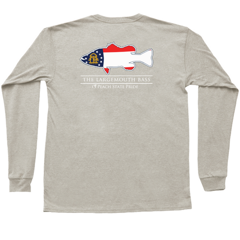 Southern Marsh Vistas Bass Long Sleeve Pocket Tee - Men's Fishing & Outdoor Shirt, Soft Cotton Blend