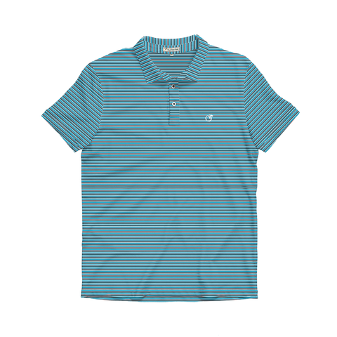 Horizon, Hydro & White Heathered Drift Stripe Performance Polo Horizon, Hydro & White Heathered Drift Stripe Performance Polo