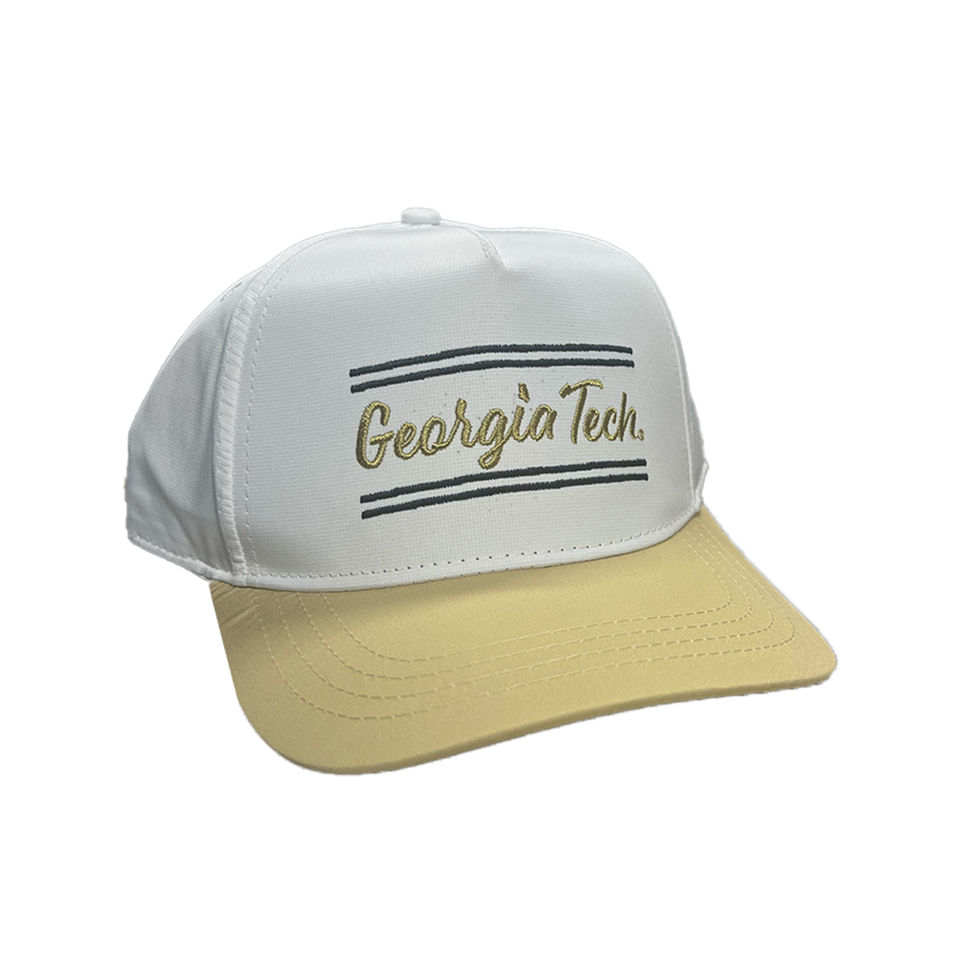 Georgia Tech Script 5 Panel Performance Hat -White & Gold – Peach State ...