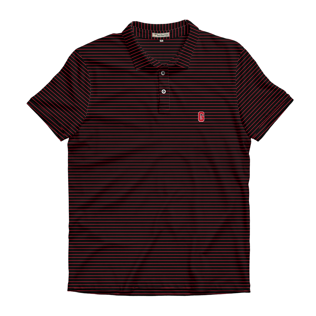 UGA Black & Red Gaura Stripe Cotton Lyocell Polo
