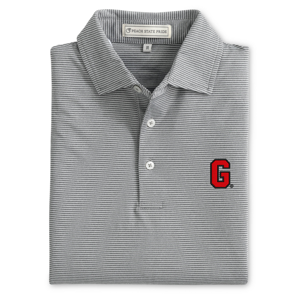 UGA Charcoal & White Heathered Knockout Performance Polo