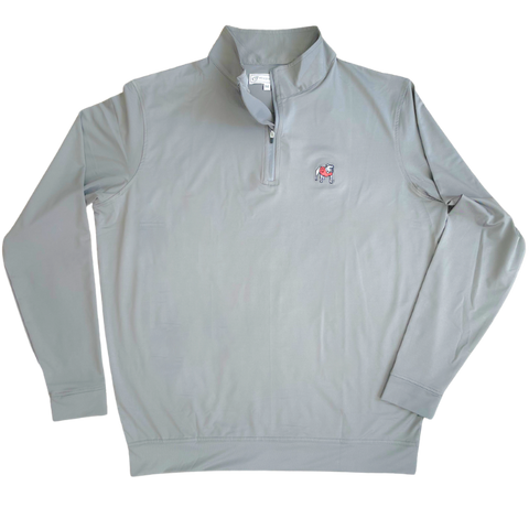 UGA 1 4 Zip Standing Dawg Performance Pullover Ash Gray Peach