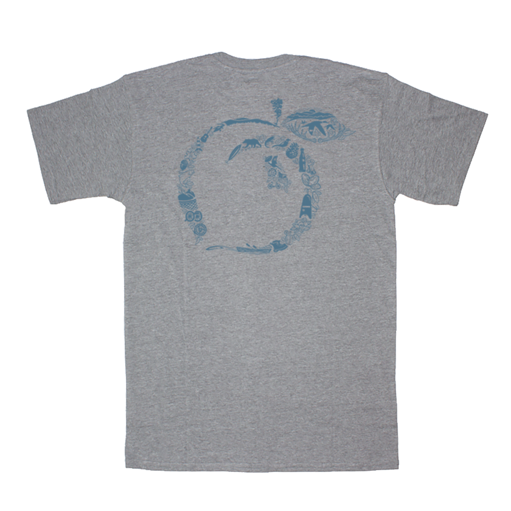 Peach State Pride Georgia Peach Montage Tee Shirt - Gray