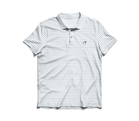 Navy and White Loblolly Stripe Performance Polo