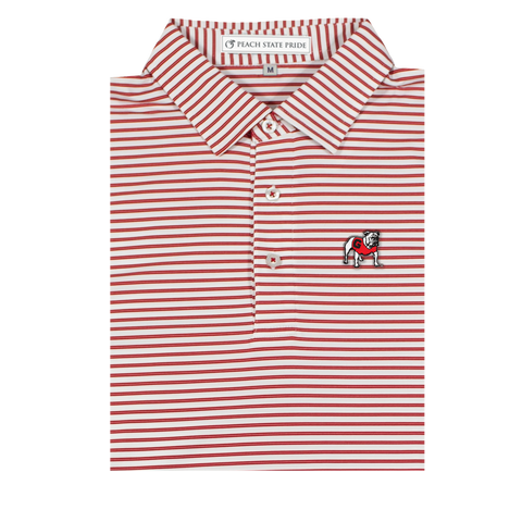 UGA Standing Dawg Red & White Laurel Polo