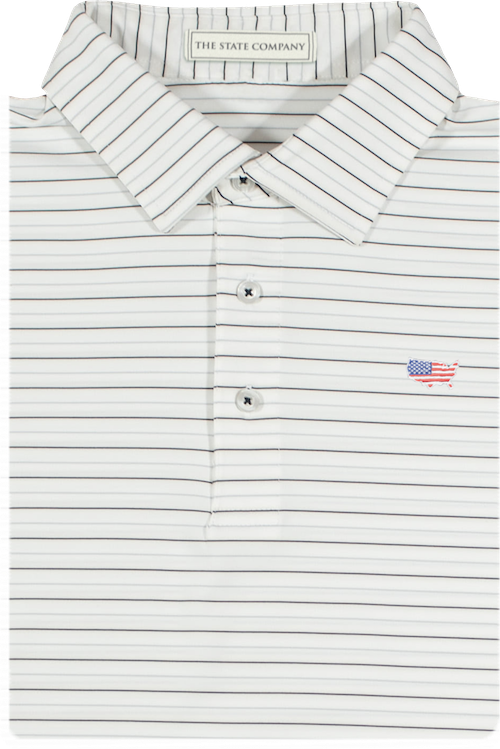 USA Flag Charcoal & Grey Betula Stripe Performance Polo