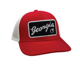 Georgia Script Mesh Back Trucker Hat - Red